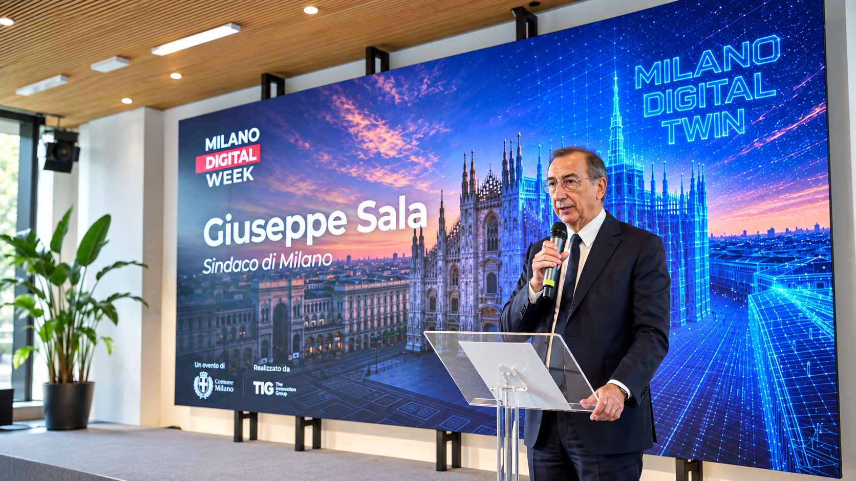 Il sindaco Sala alla conferenza stampa Digital Week